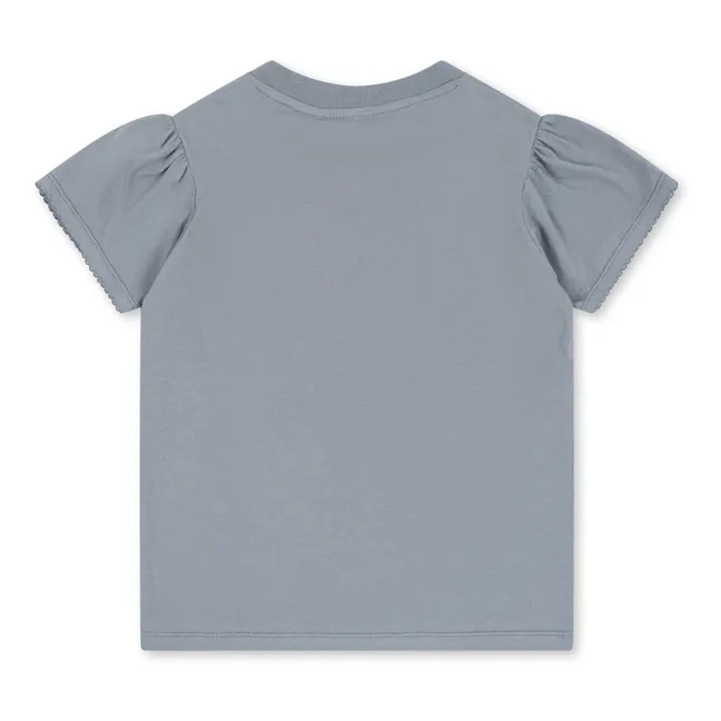 Camiseta de manga globo de algodón orgánico Famo | Azul Gris