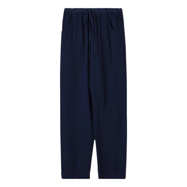 Pantalones de gasa de algodón Brinkley | Azul Noche