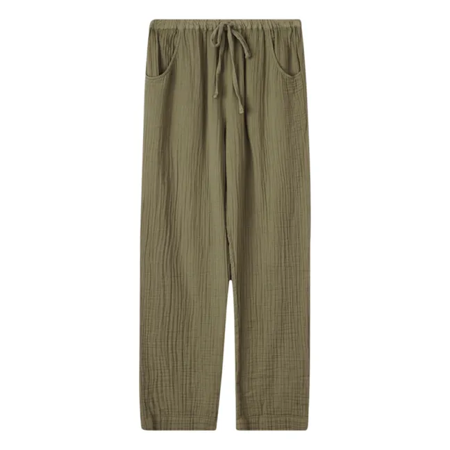 Pantalones de gasa de algodón Brinkley | Verde Kaki