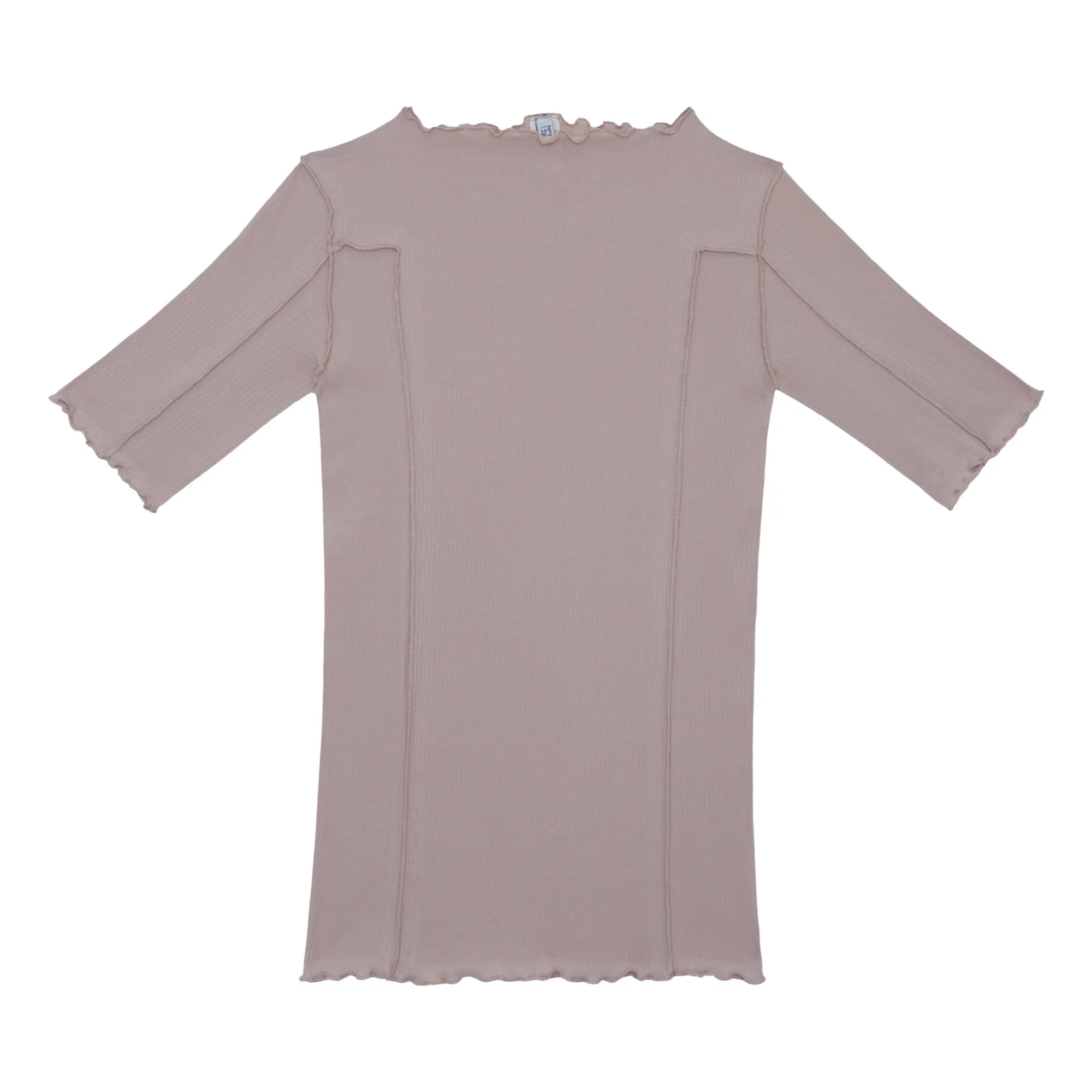 Baserange Pale Pink Omato Organic Cotton Ribbed T-Shirt