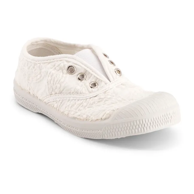 Zapatillas con bordado inglés Elly | Blanco