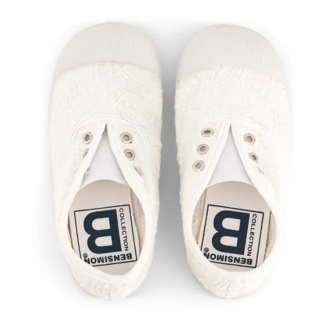 Zapatillas con bordado inglés Elly | Blanco