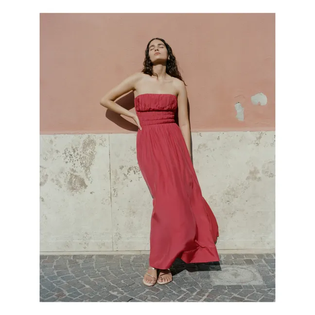 Strapless Maxi Dress | Raspberry red