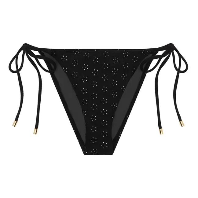 Thong Embroidery Brief | Black
