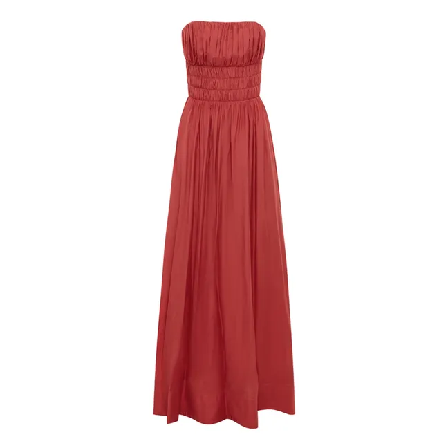 Strapless Maxi Dress | Raspberry red