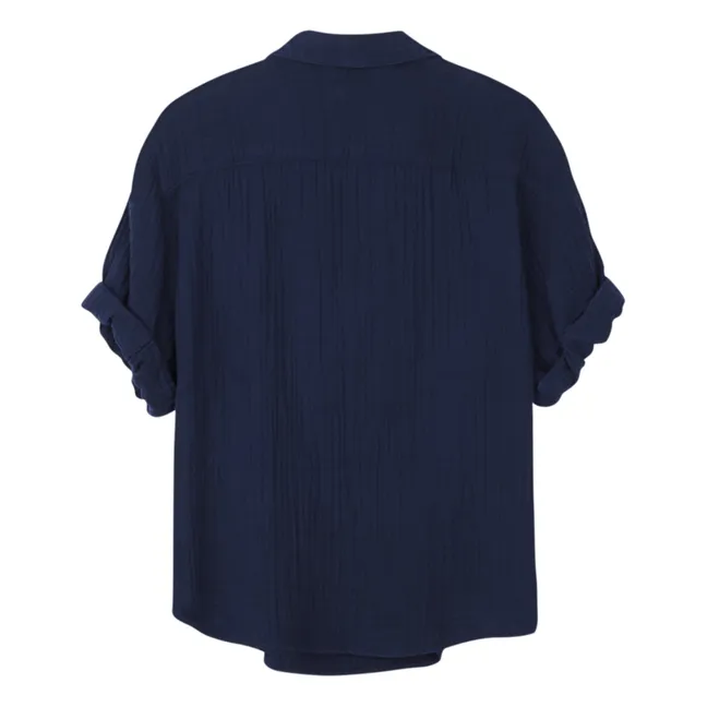 Cruz Gaze-Bluse aus Baumwolle | Nachtblau