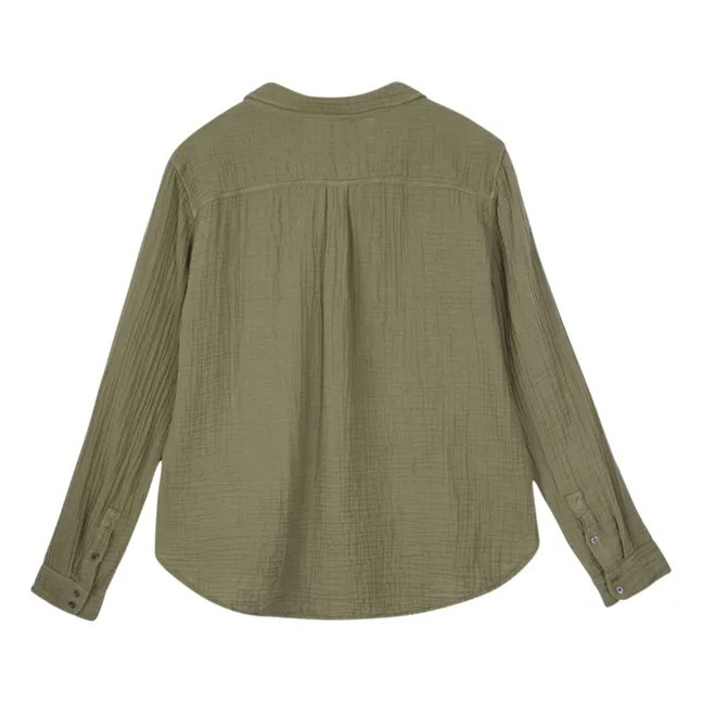 Camisa Scout de gasa de algodón | Verde Kaki