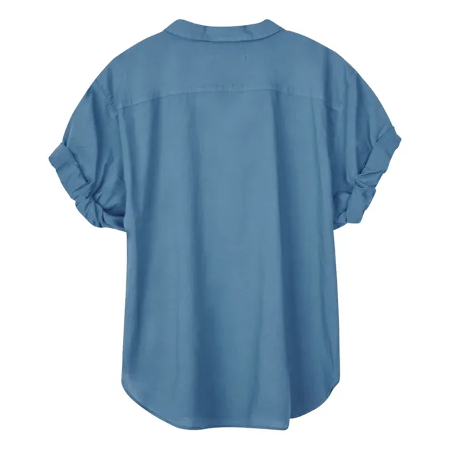 Camicia Channing in popeline di cotone | Blu Pavone