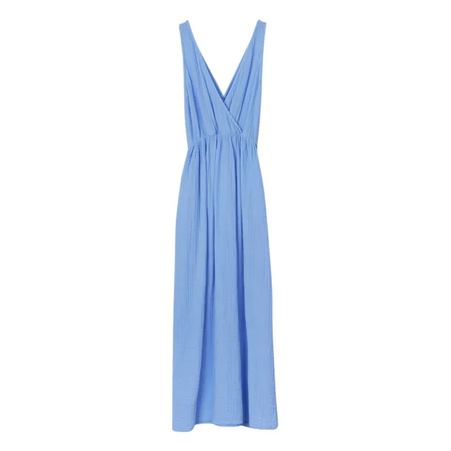 Kleid Faedra Gaze aus Baumwolle | Blau