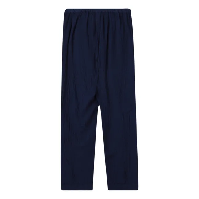 Pantalones de gasa de algodón Brinkley | Azul Noche