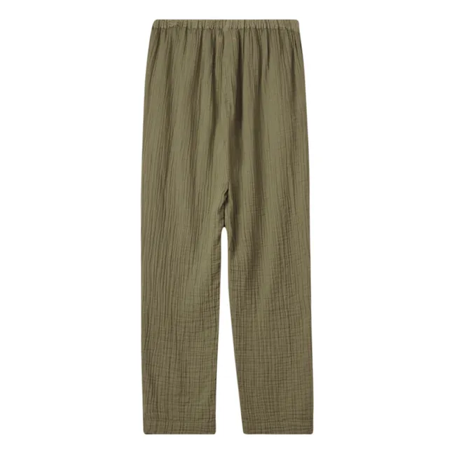 Pantalones de gasa de algodón Brinkley | Verde Kaki