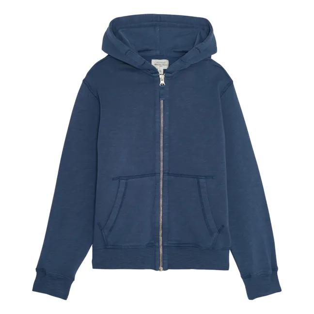 Towelling hoodie with zip | Cobalt