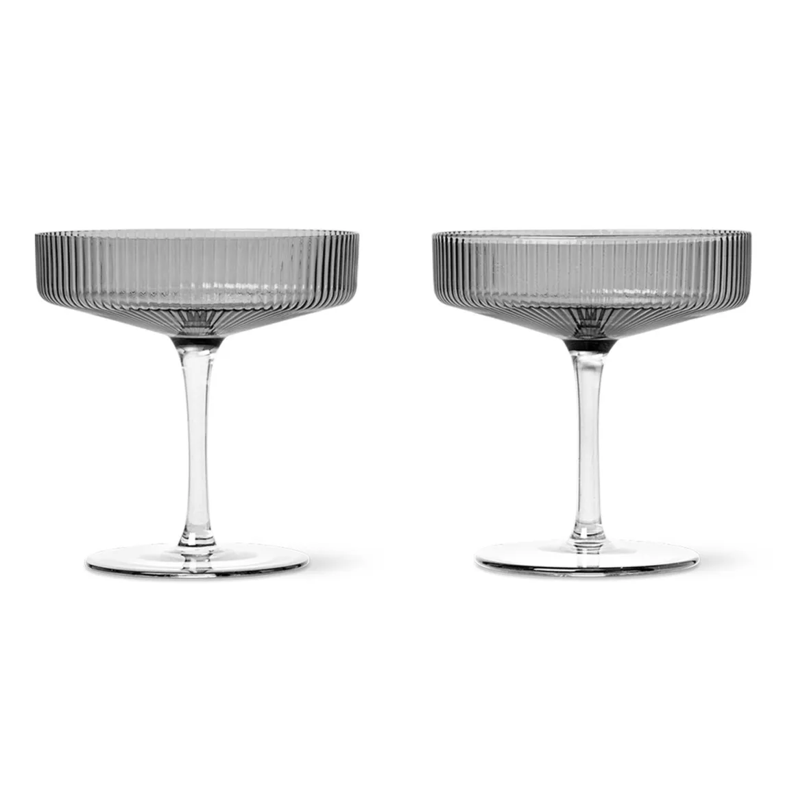 Ferm Living Grey Ripple Champagne Flutes - Set Of 2