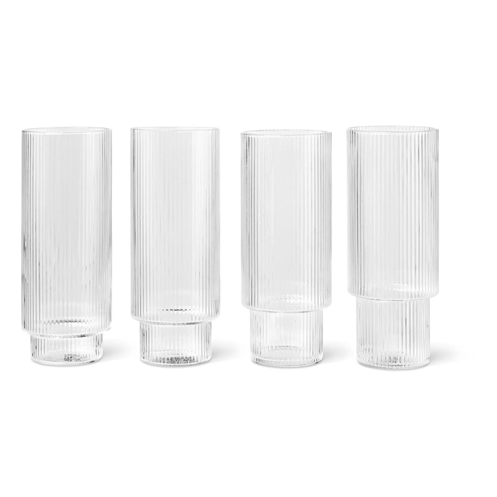 Ferm Living Transparent Ripple Long Glasses - Set Of 4