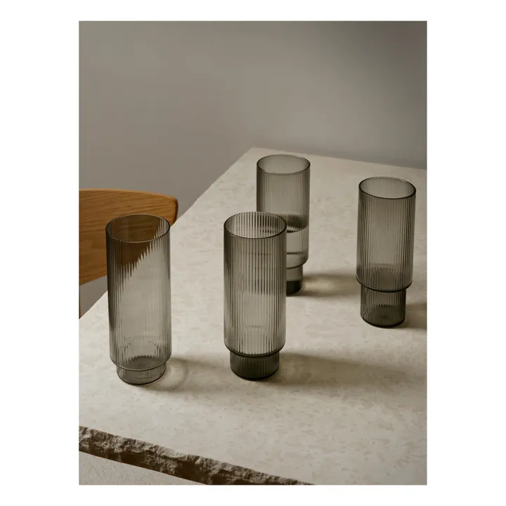 Hohe Gläser Ripple - 4er-Set | Grau- Produktbild Nr. 1