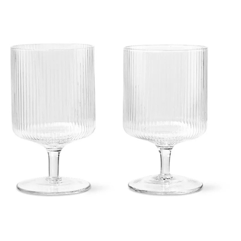 Ferm Living Transparent Ripple Wine Glasses - Set Of 2