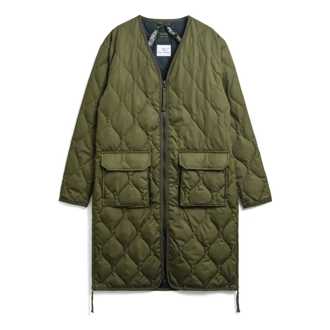 Chaqueta acolchada militar unisex con cremallera larga | Verde oliva