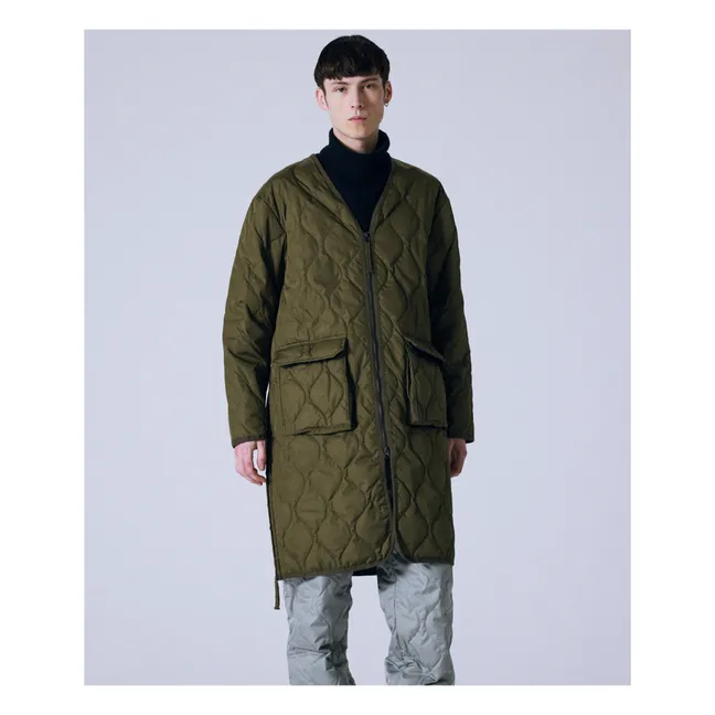 Chaqueta acolchada militar unisex con cremallera larga | Verde oliva