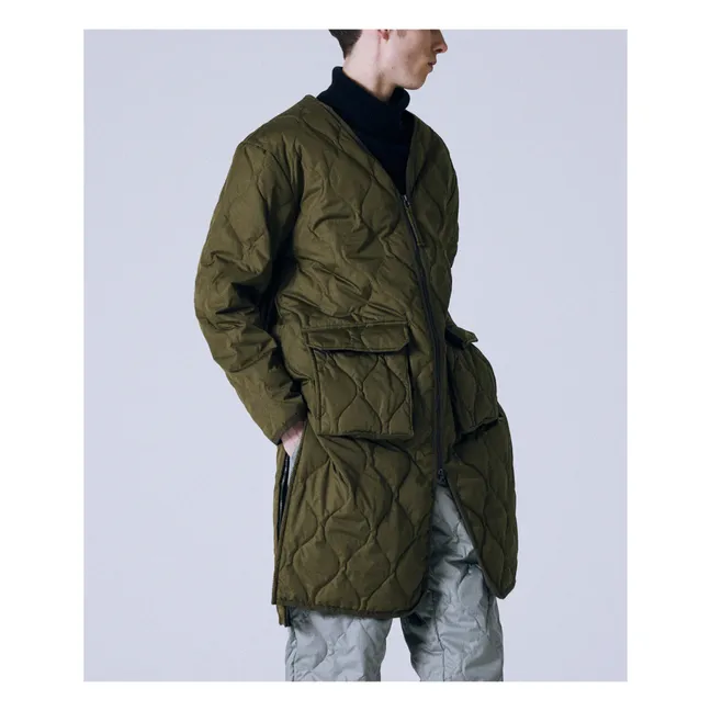 Chaqueta acolchada militar unisex con cremallera larga | Verde oliva