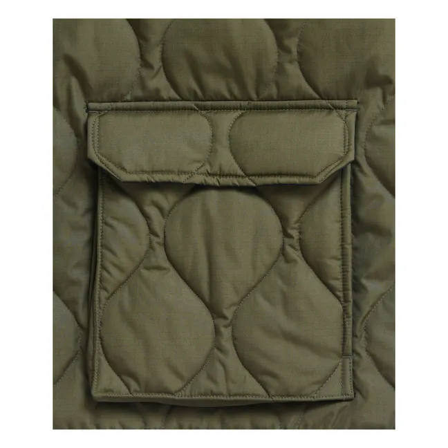 Chaqueta acolchada militar unisex con cremallera larga | Verde oliva