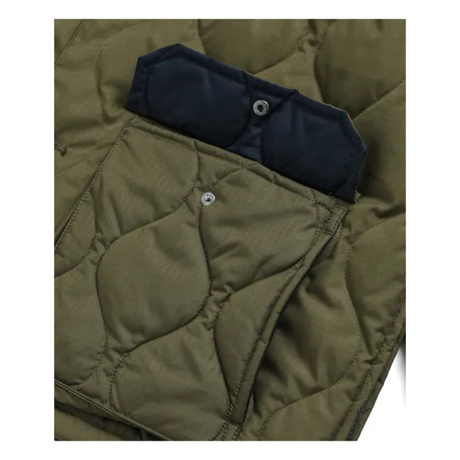 Chaqueta acolchada militar unisex con cremallera larga | Verde oliva