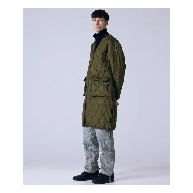 Chaqueta acolchada militar unisex con cremallera larga | Verde oliva