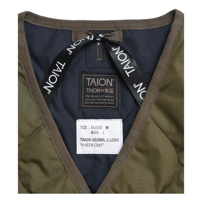 Chaqueta acolchada militar unisex con cremallera larga | Verde oliva
