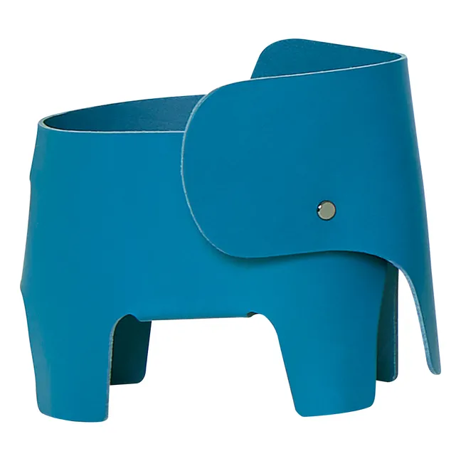 Elephant bedside lamp in leather | Blue