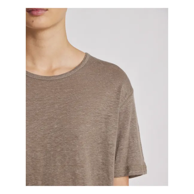 Nynne Linen T-shirt | Taupe brown