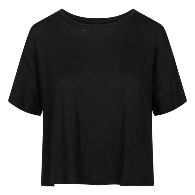 Ivalo Linen T-Shirt | Black