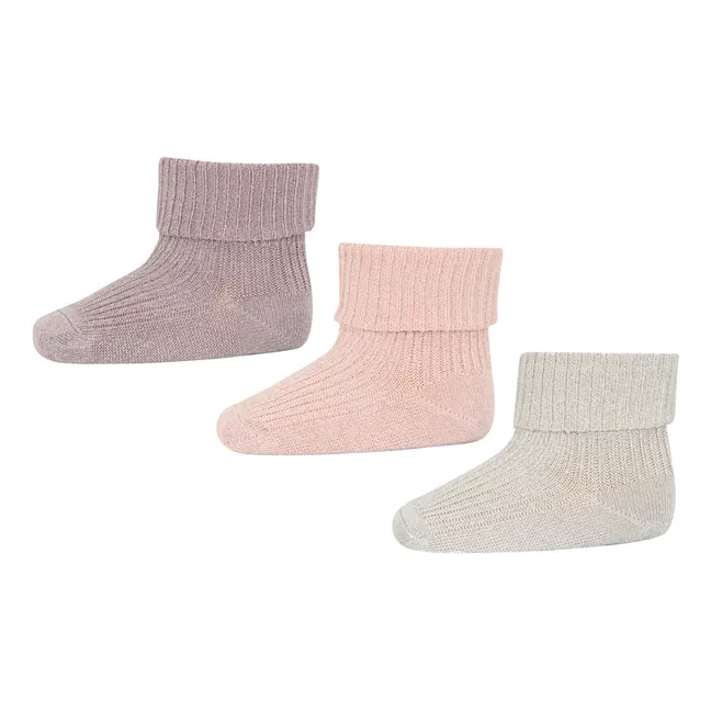 Set de 3 paires de chaussettes Ida Paillettes | Rose