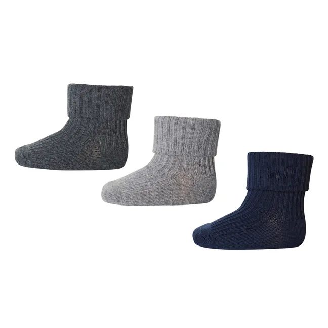 Set de 3 paires de chaussettes Rib en coton | Noir