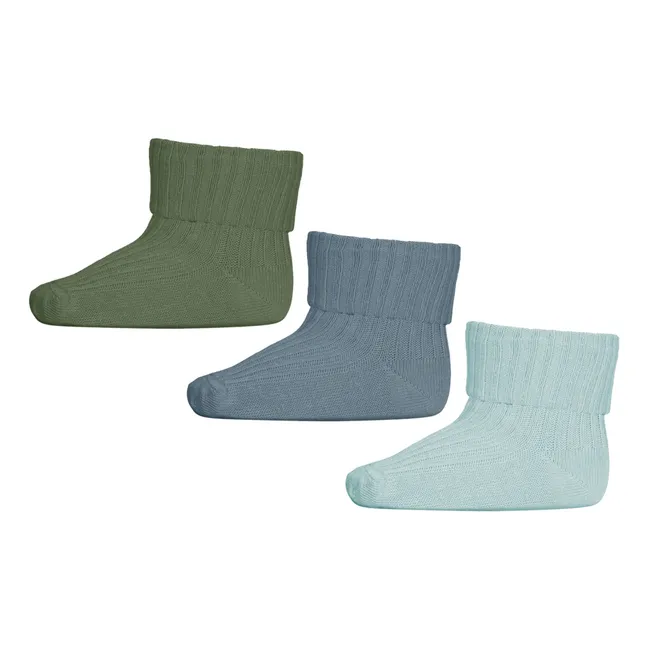 Set de 3 paires de chaussettes Rib en coton | Bleu
