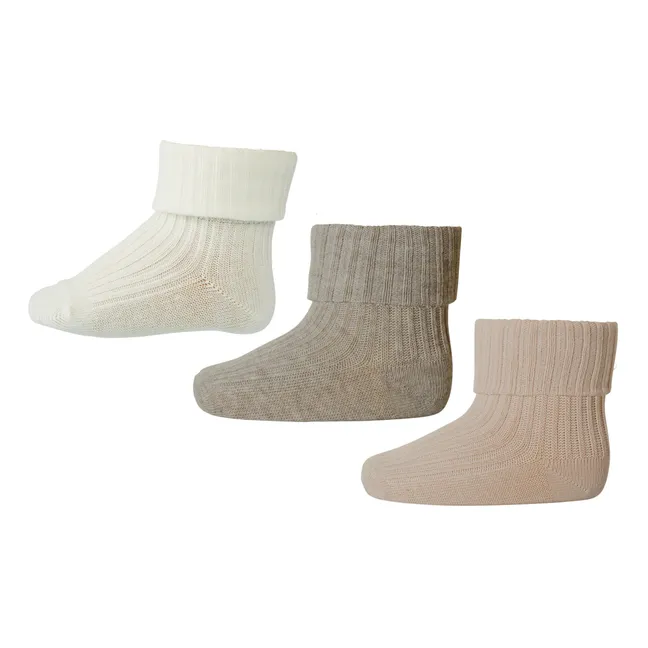 Set of 3 pairs of Rib cotton socks | White