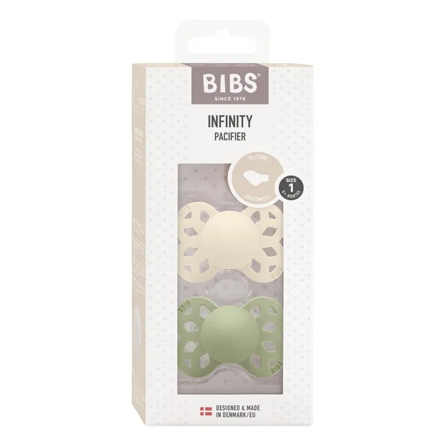 Bibs Natural Rubber Dummies Set of 2 Green Smallable