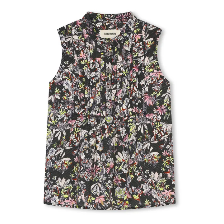 Blouse Sahara Fleurie | Kaki foncé- Image produit n°0
