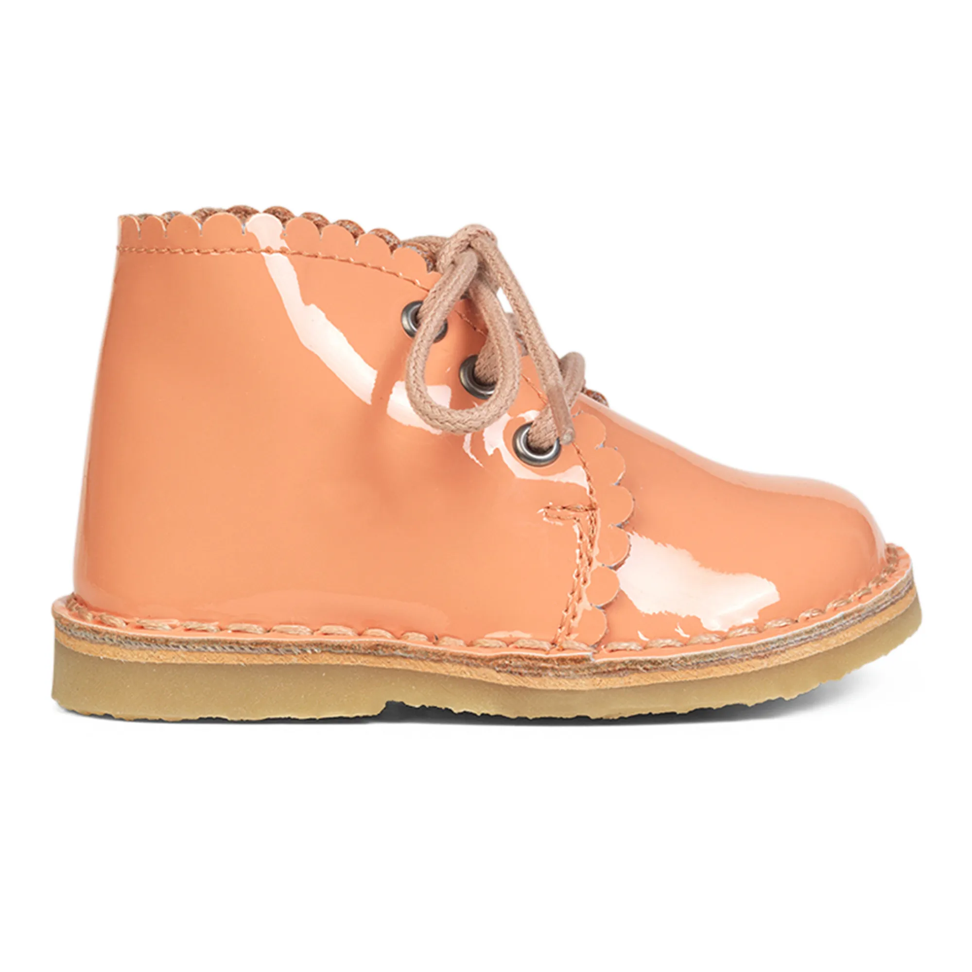 Petit Nord Apricot Scalloped Lace-Up Boots