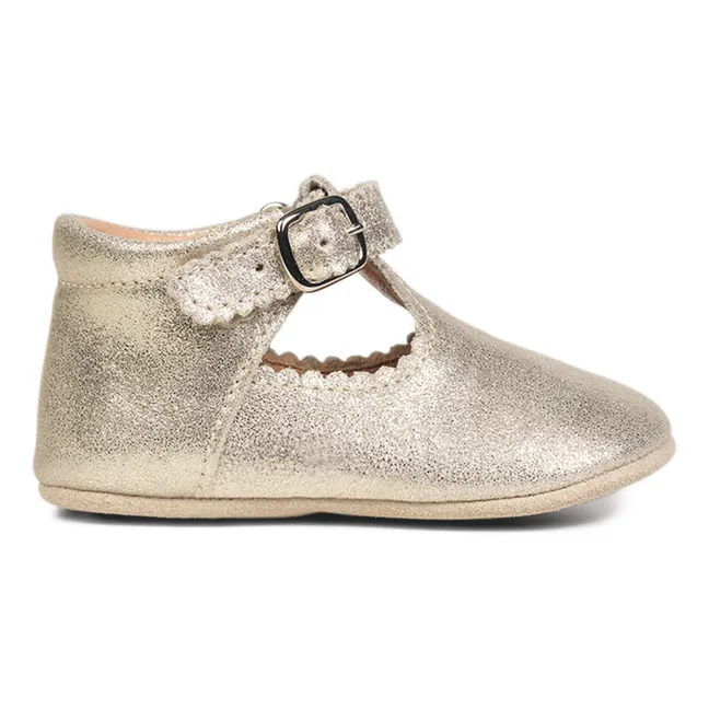 Scalloped Mary Janes | Gold