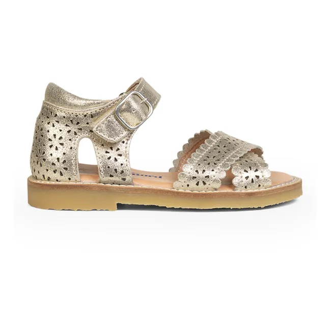 Sandali smerlati con strap Flower | Dorato