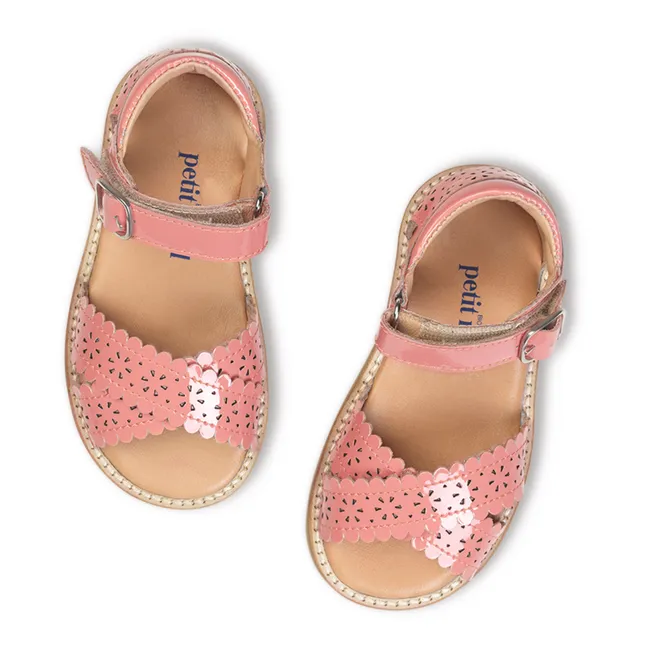 Scallop Flower Velcro Sandals | Pink
