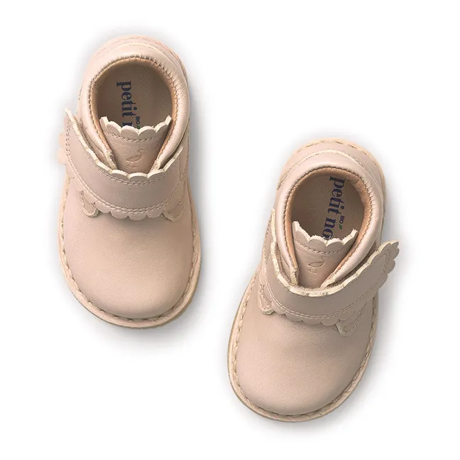 Scallop Velcro Boots | Cream