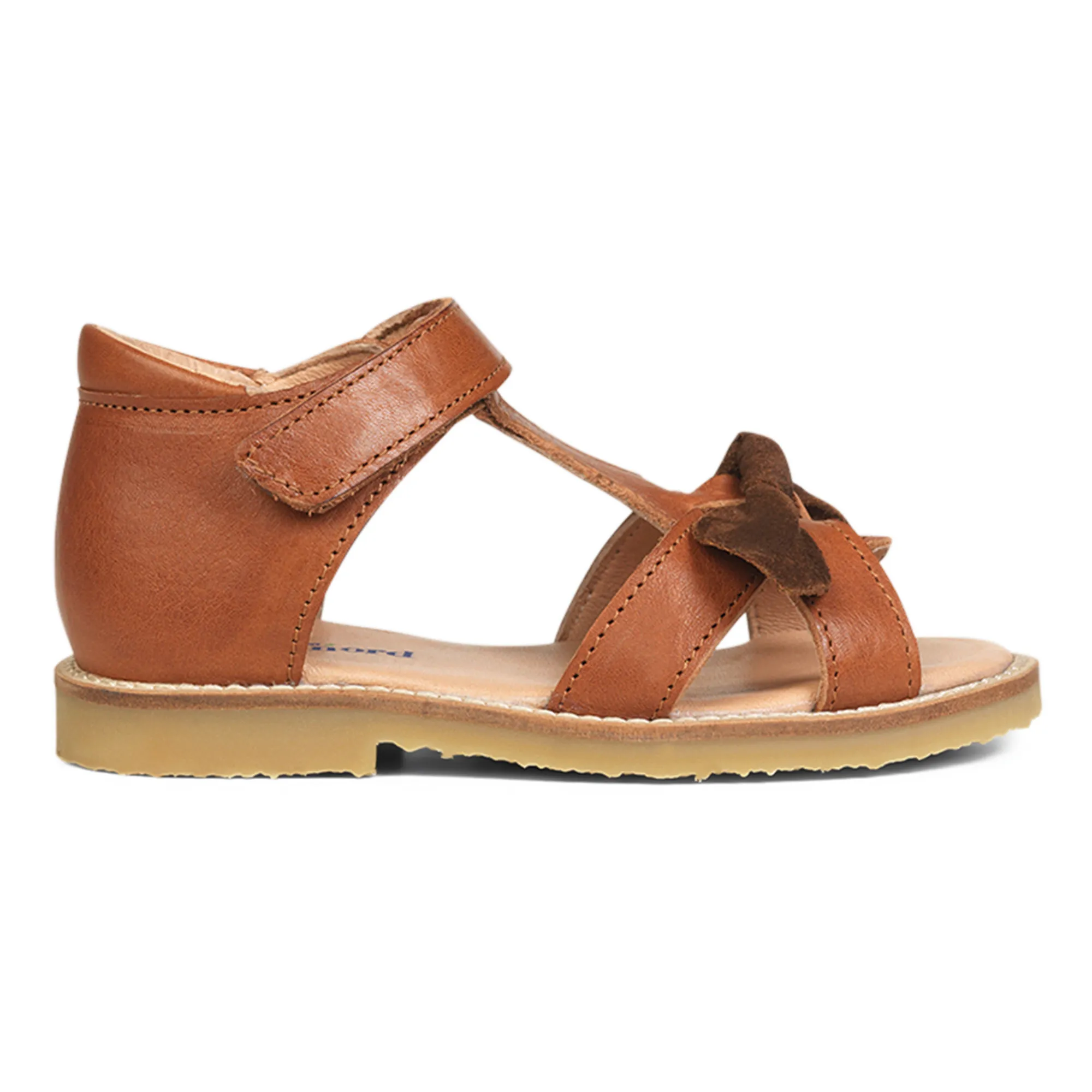 Petit Nord Cognac Scratch Bow Sandals