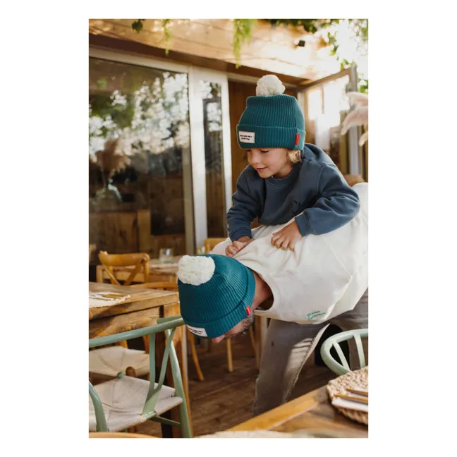 Colorblock organic cotton hat | Teal