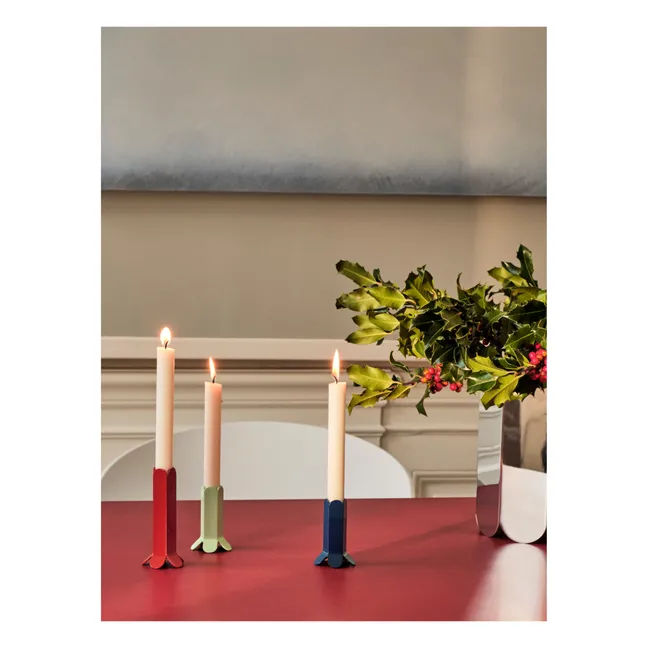 Arcs Stainless Steel Candle Holder | Navy blue