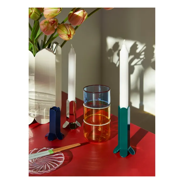 Arcs Stainless Steel Candle Holder | Green