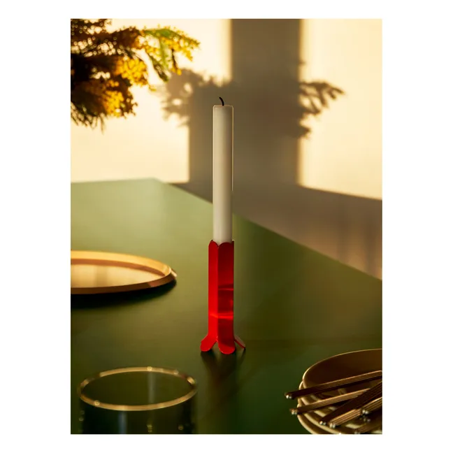 Arcs Stainless Steel Candle Holder | Red