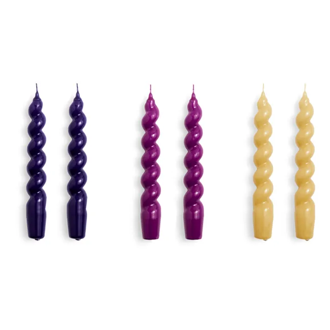 Spiral candles - Set of 6 | Purple