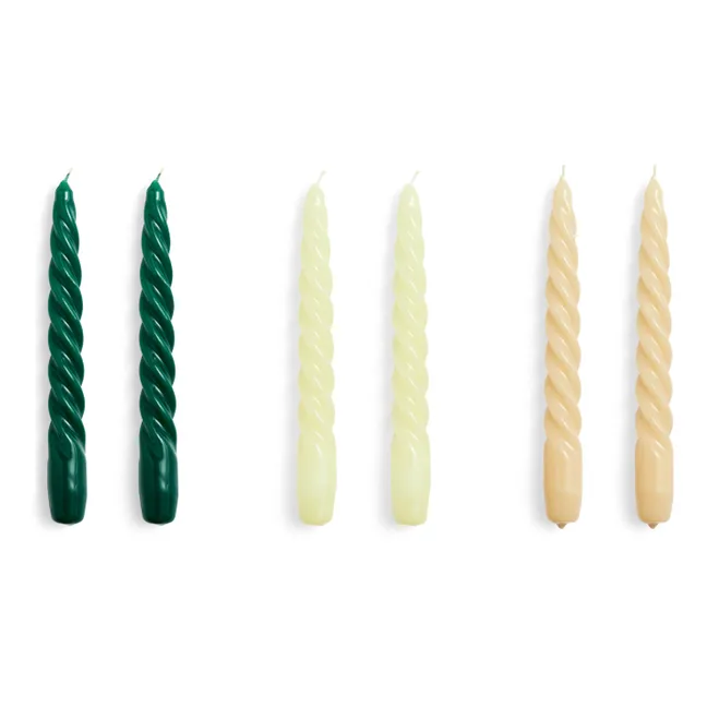 Twist candles - Set of 6 | Green