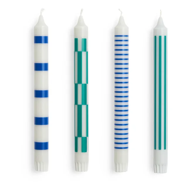 Pattern candles - Set of 4 | Blue