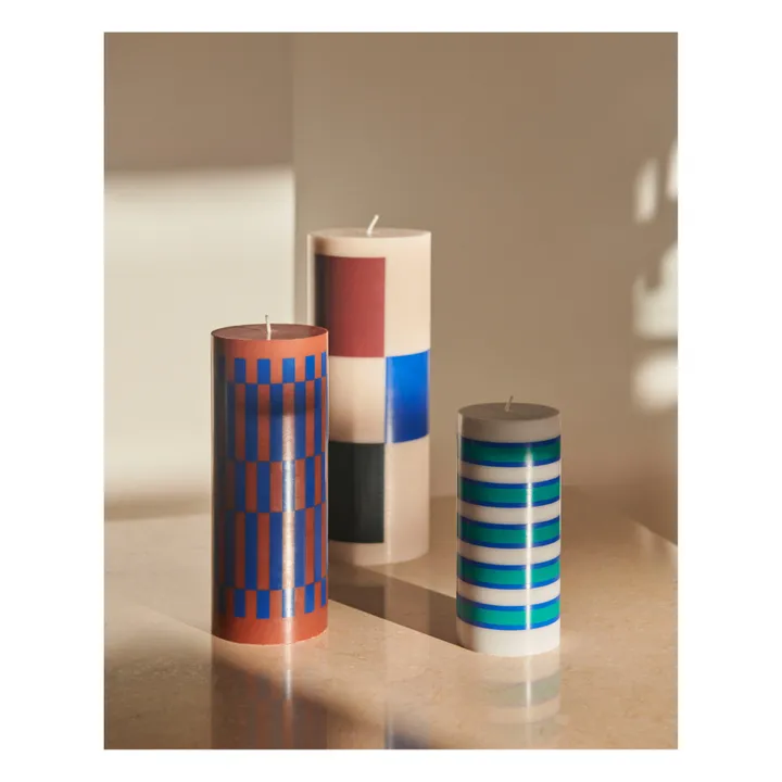 Bougie Column à Carreaux | Bleu- Image produit n°1